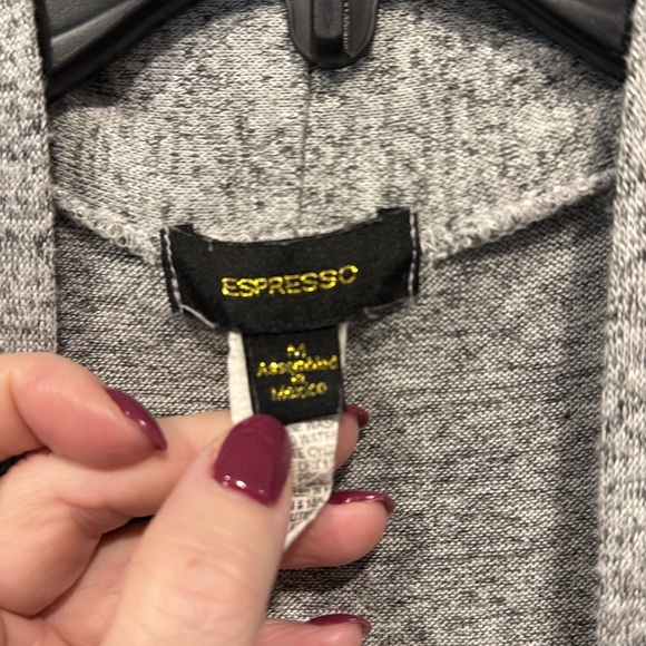 Espresso Size Medium- Sleeveless Duster Cardigan, Heathered Gray. - Picture 2 of 7